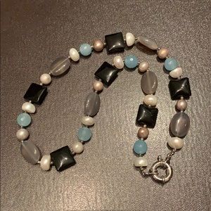 Black, white, blue and champagne colored beads!